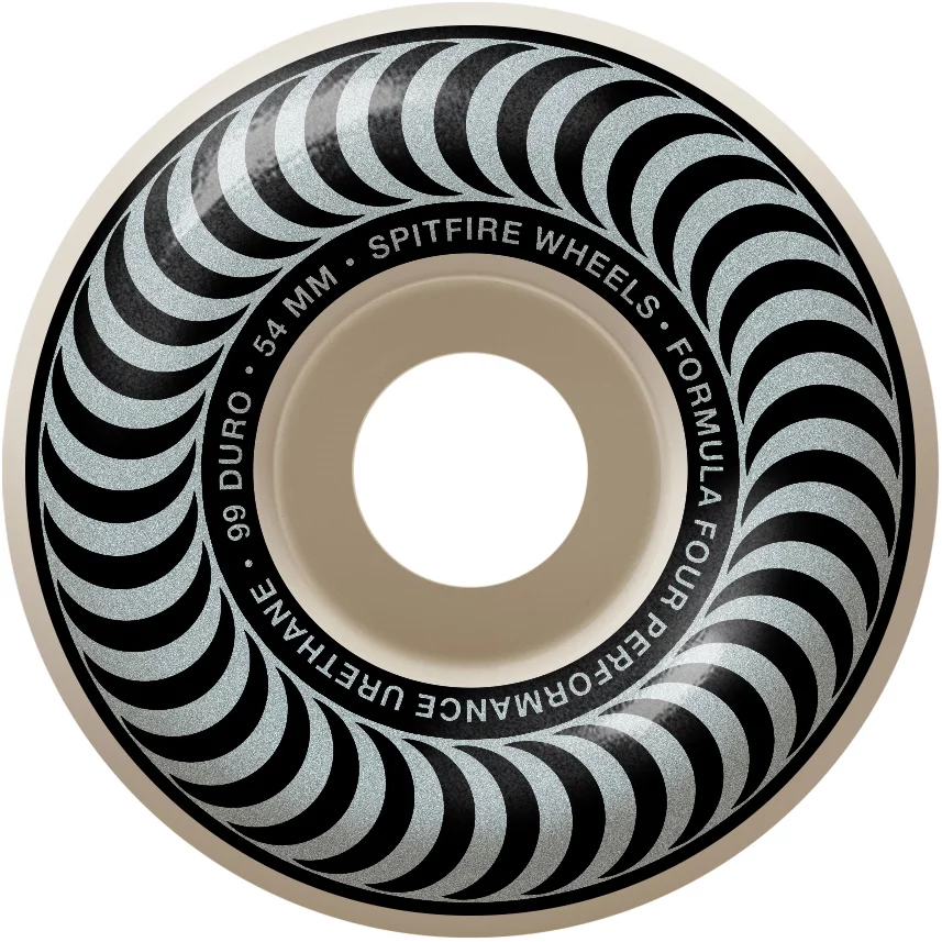 spitfire formula four classic skateboard wheels white silver swirl 99d